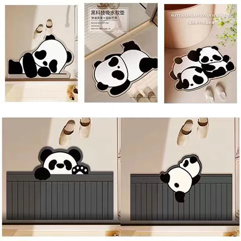 

Cartoon Panda Bath Mat Super Absorbent Bathroom Mat Cute Animal Rug Bedroon Floor Carpet Home Entrance Shower Bathroom Foot Mats