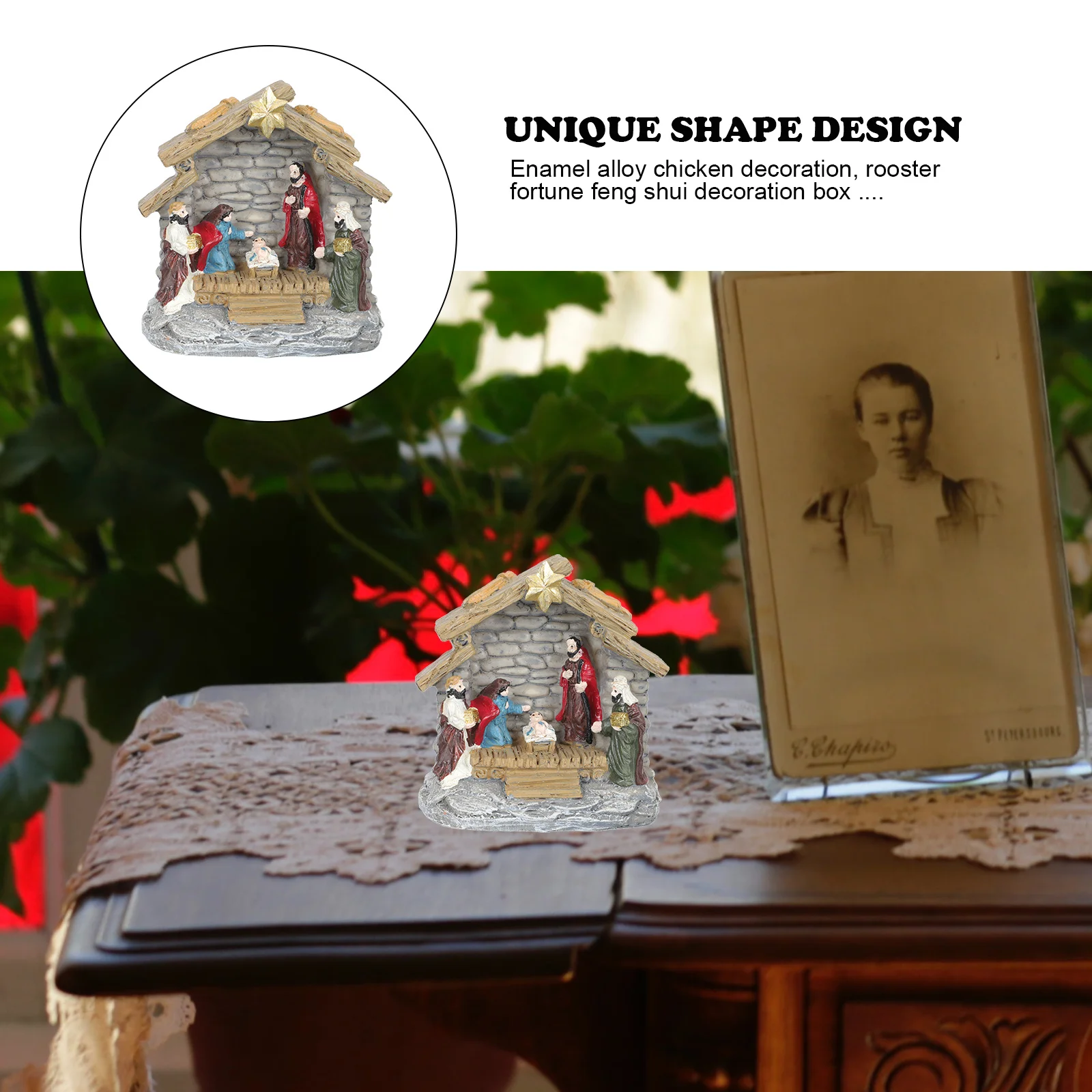1Set Resin Nativity Scene Craft Statue Vivid Jesus Ornament Indoor Church Home Decoration Religious Gift Lightweight Decor