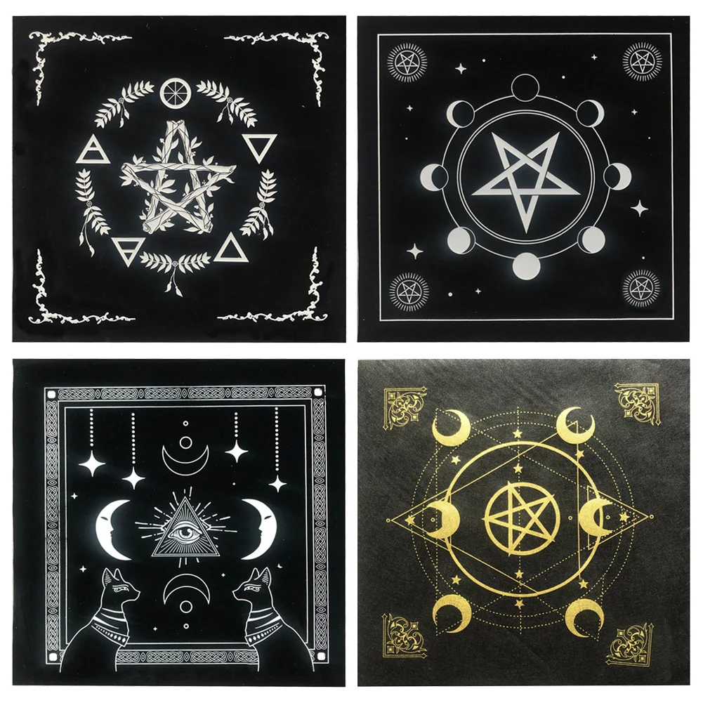 

Tarot Tablecloth 49x49cm Square Astrology Divination Mat Soft Protective Fabric Portable Oracles Board Game Cover Home Decoratio