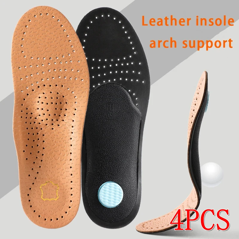 1/2Pair Flat Feet Arch Support Orthotic Insoles Latex Shock Absorbing Shoe Sole Soft Comfort Shoe Pad Leather Breathable Insoles