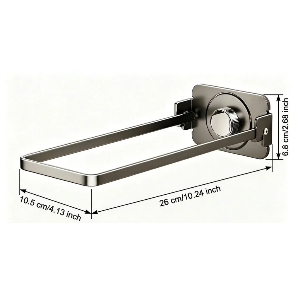 Foldable Suction Towel Rack No-Drill Wall Mounted Bathroom Storage Bar Rust Proof= Carbon Steel Holder For Tile Glass Mirror