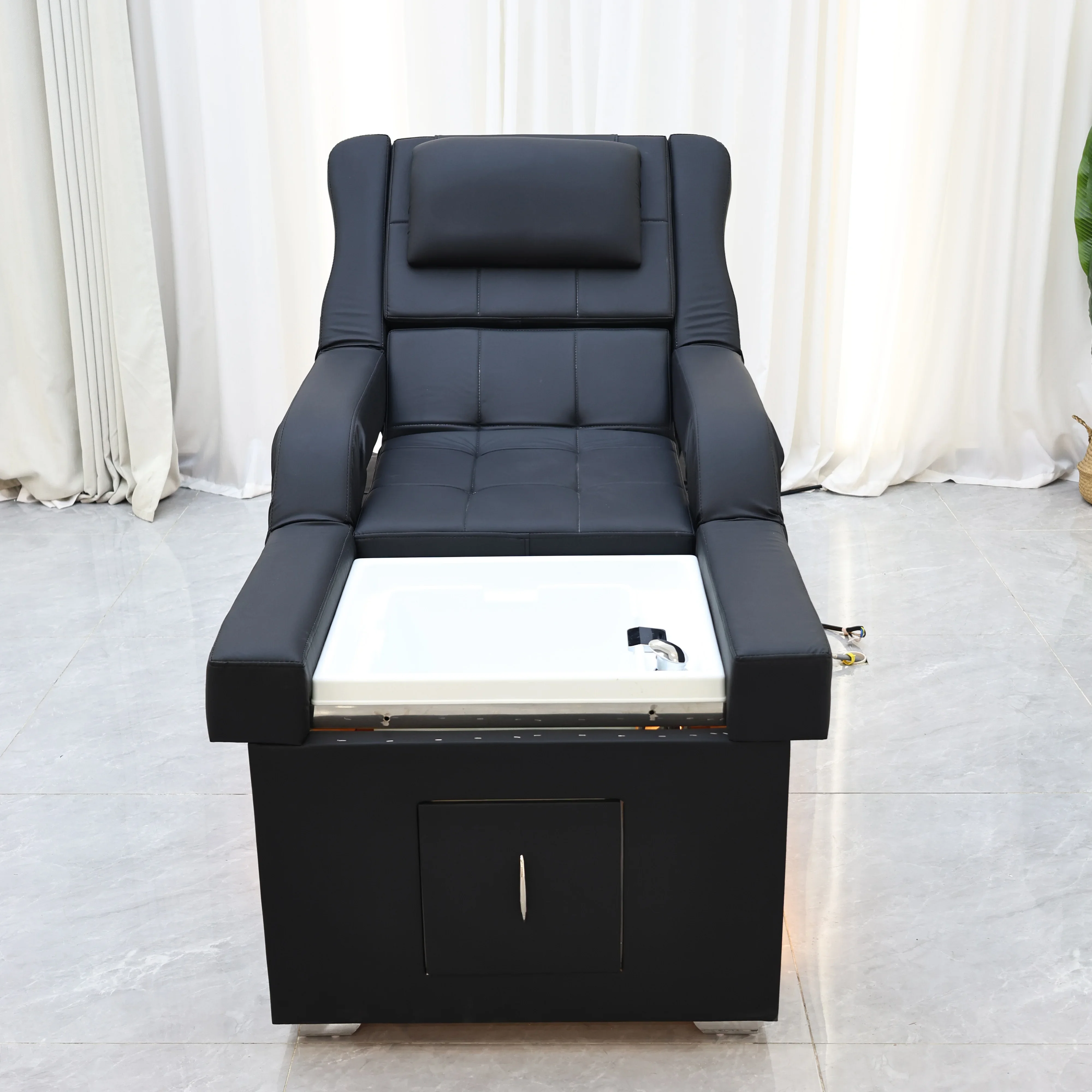 XinSheng Elektrisch Verstellbares Shampoo-Bett Massagetisch All-in-One Salon SPA Massageliege mit Haarwaschbecken & Fußbad – Detail 8