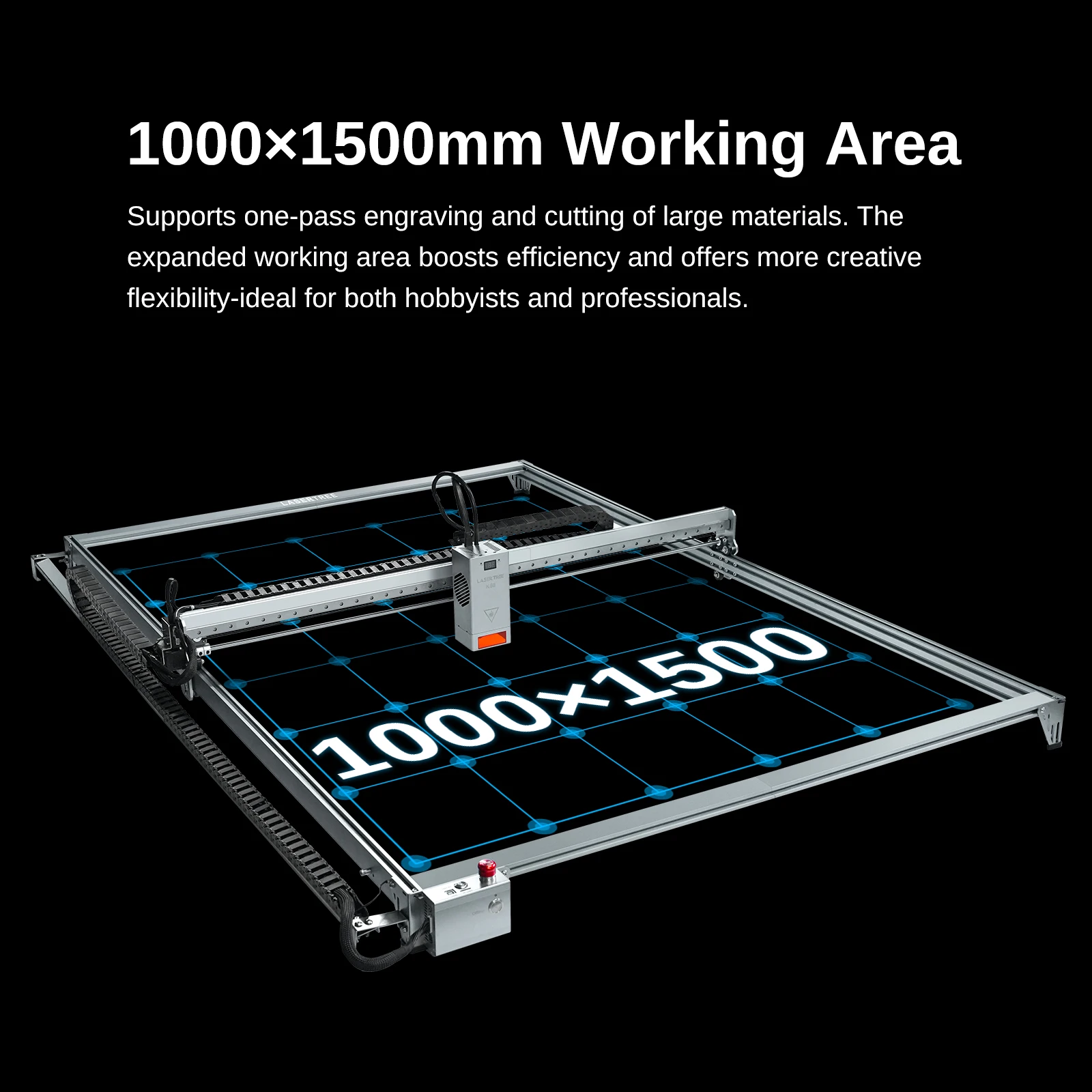 LASER TREE K1Max Plus Laser Engraver with Adjustable 20W 40W 60W Laser Module Engraving Cutting Machine Working Area 1000x1500mm