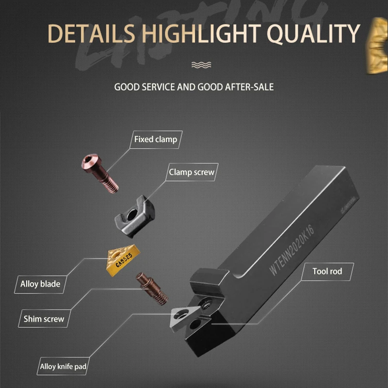 KaKarot External Turning Tool Holder WTENN1616H16 WTENN2020K16 WTENN2525M16 TNMG1604 Carbide Inserts Lathe Cutting Tools