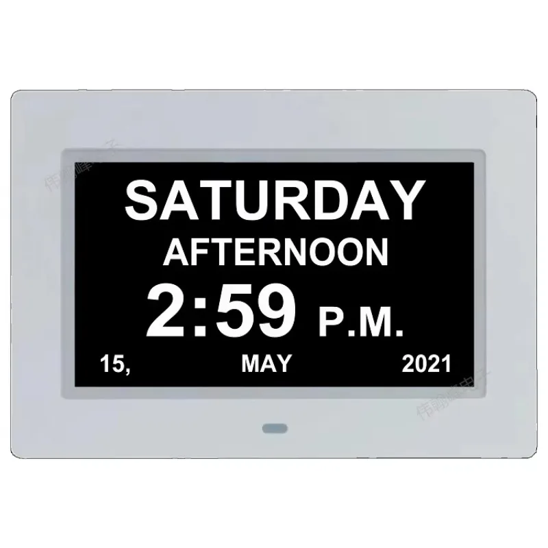 Digital Calendar Clock Multilingual Medicine Time Reminder Alarms Minimalist Design for Home Desk Wall Decoration for Elders
