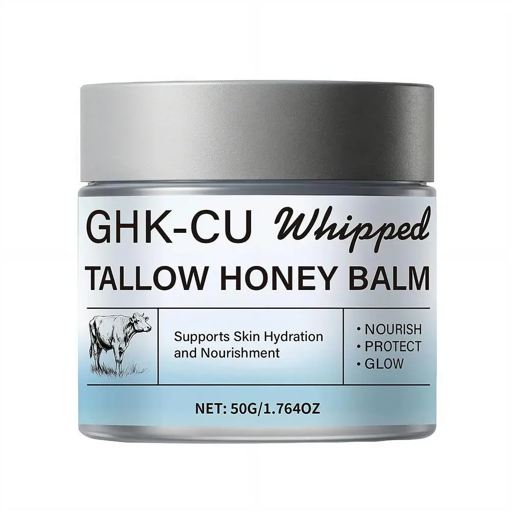 Crema Facial con Péptidos de Cobre GHK-Cu y Sebo de Res, Bálsamo Azul con Miel de Manuka, Humectante Facial y Corporal para Piel Madura, Seca y Sensible