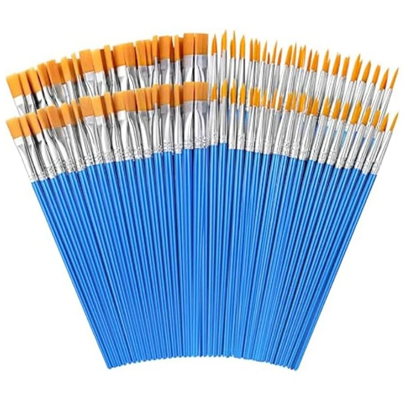 

Small Paint Brushes,160 Pcs Nylon Hair Paint Brushes With Flat & Round Pointed Acrylic Paint Brushes Set-AT81
