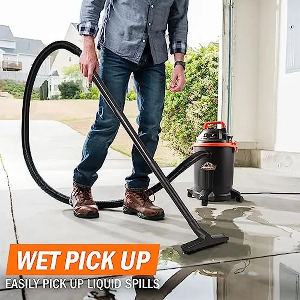 4 Gallon Wet/Dry Shop Vacuum 2.0 HP Nozzles & Brush Lightweight Versatile Cleaning Tool Home/Workshop/Garage Use Corded Electric