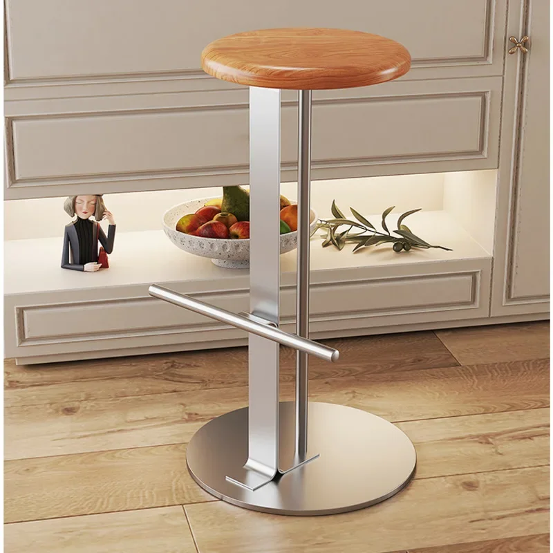 Japanese Minimalist Bar Stools, Restaurant Chairs, Carbon Steel High Legged Seat Stable Load-Bearing, Modern Furniture, Designer