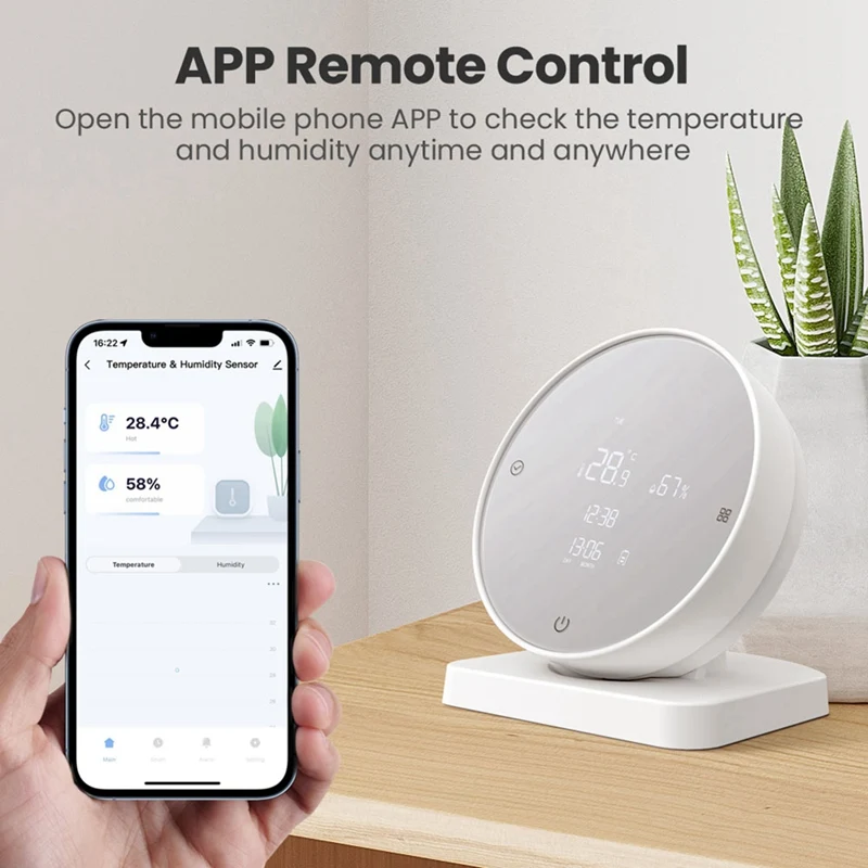 Temperature And Humidity Sensor Wifi Tuya Smart With LCD Display APP/Voice Control