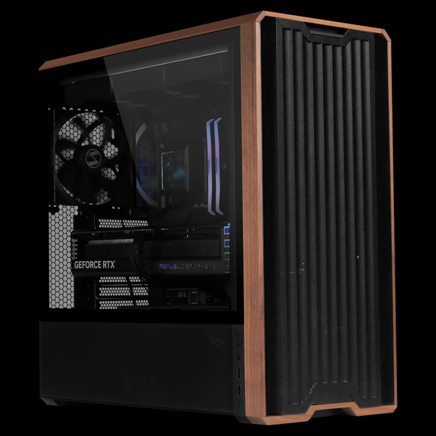 Without Fan Medium Tower Gaming Chassis, Black, Standard 5 Fans/support EATX Main Board/wood Chassis