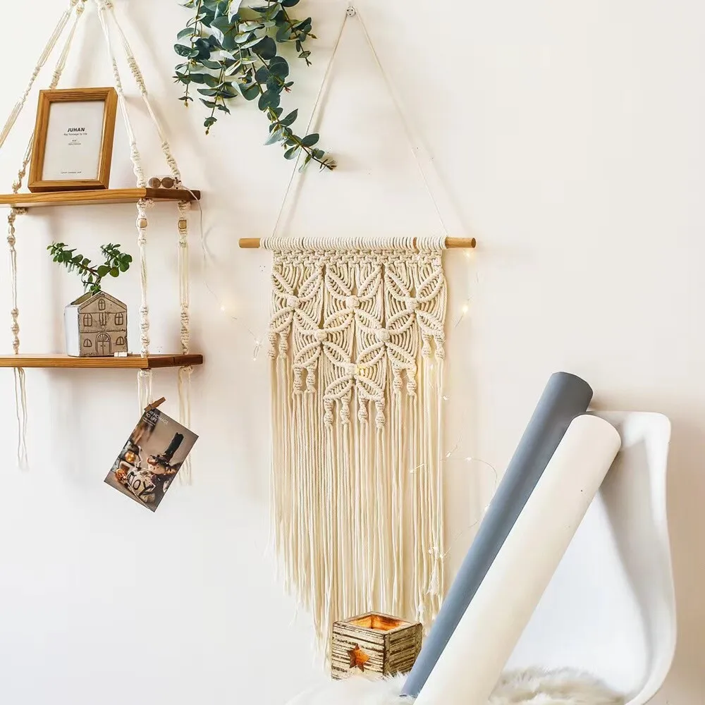 Butterfly Macrame Wall Hanging Tapestry, Woven Bohemian Handmade Tassel, Decor