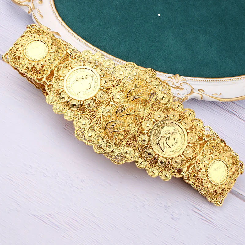 

Moroccan Belt Algeria Wedding Jewelry Metal Waist Chain Large French Coin Belt Traditional Festival Jewelry Wholesale Weddings