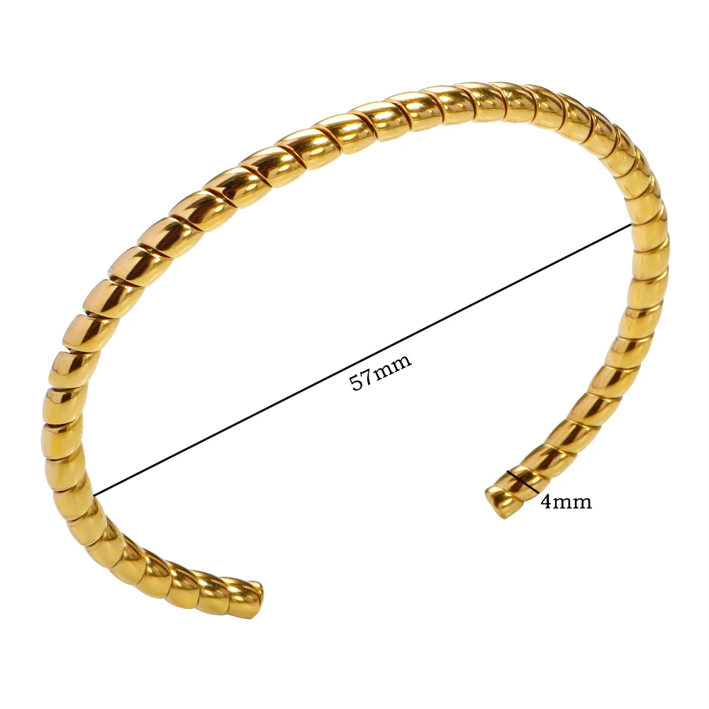 Women's Thick Tube Cuff Bangle Bracelet, Stainless Steel