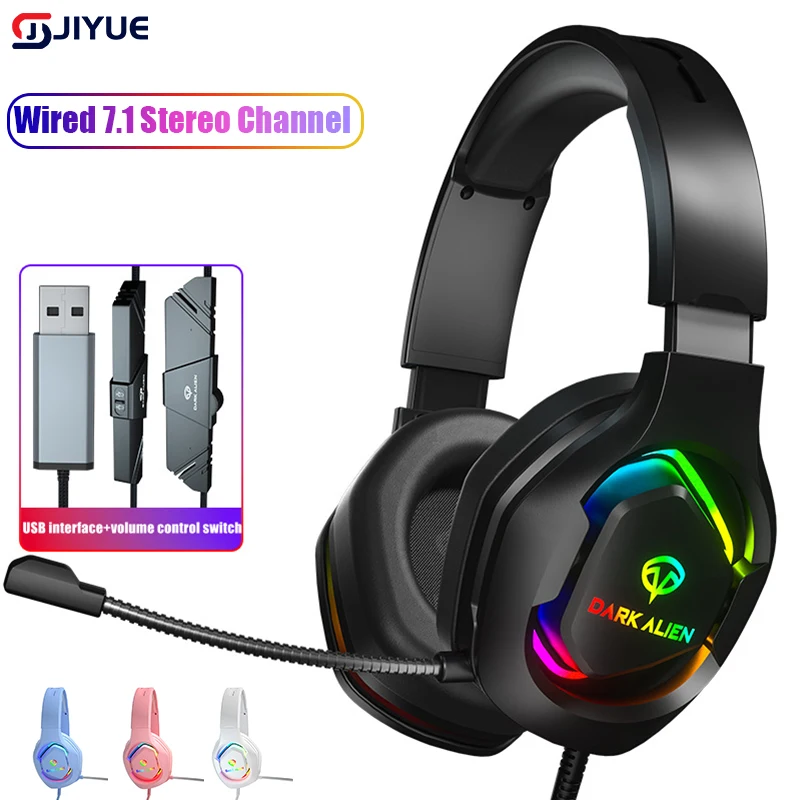 RGB Gaming Headset Wired 7.1 Stereo Channel Headset Bass Earphone Headphone With Mic For Computer Pc Gamer Noise Cancelling