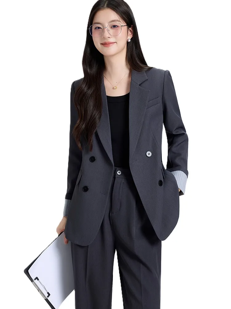 

Женский деловой брючный костюм, женский черный женский рабочий комплект из 2 предметов, блейзер