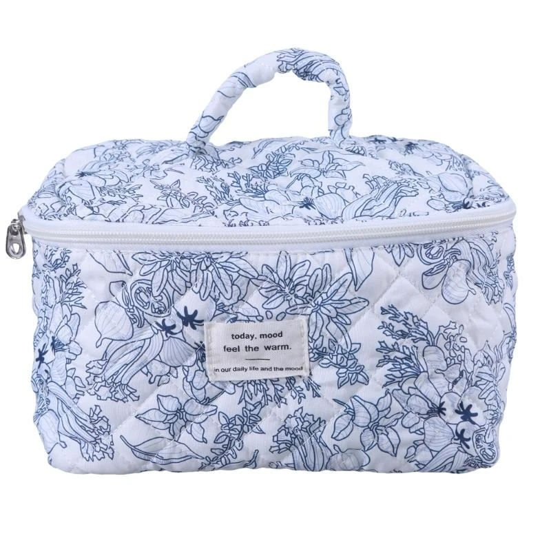 Quilted Makeup Bag Large Capacity Cosmetic Bag Travel Handbag Toiletry