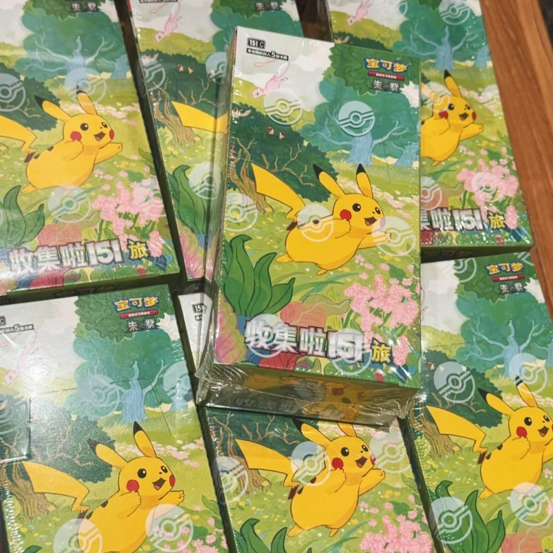 Hot Original Pokémon Trading Ptcg Cards Collected 151 New Year Gift Box Zhu&Purple Simplified Child Gift