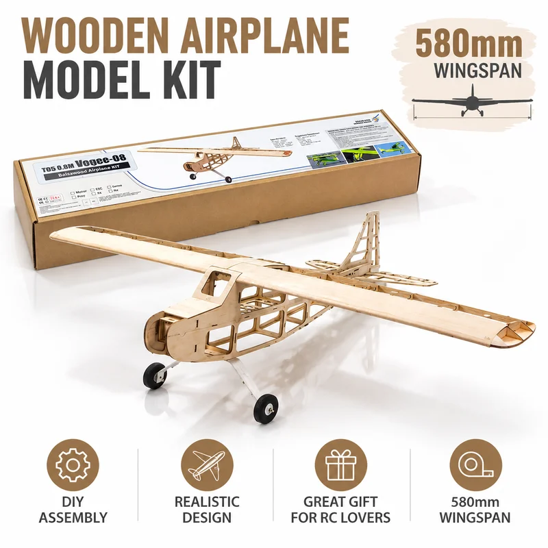 Dwhobby Rc Airplane 820mm Wingspan Vogee 08 Balsa Wood Kit Fixed Wing Remote Control Plane Hobby Practice Model