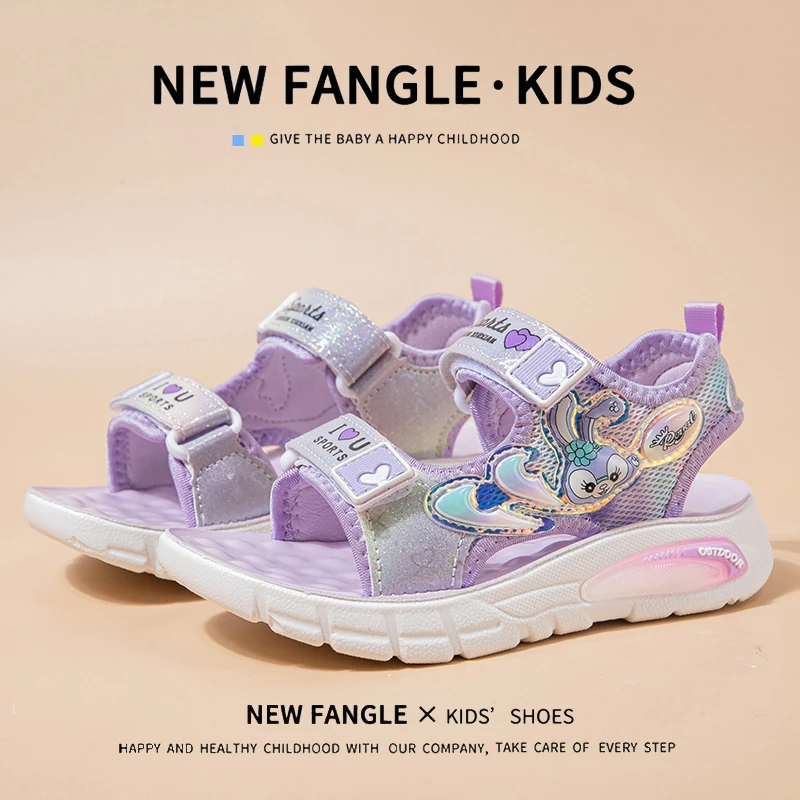 Summer Children Sandals Girls Hollow Fashion Soft Bottom Anti-Collision Sports Shoes Non-Slip Lightweight Kids Beach Sandals