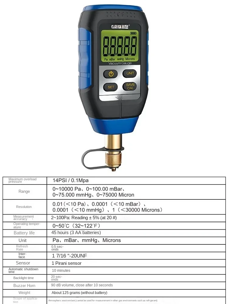 VMV-1 Digital Display Vacuum Gauge Absolute Pressure Gauge Digital Display Electronic High-precision Pressure Counter