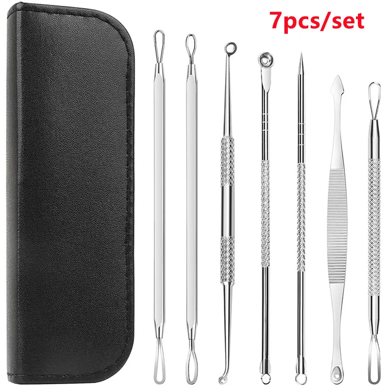 7 pièces/ensemble en acier inoxydable élimination des boutons outils de soins de la peau beauté acné points noirs dissolvant aiguilles pour enlever les points noirs boutons outils
