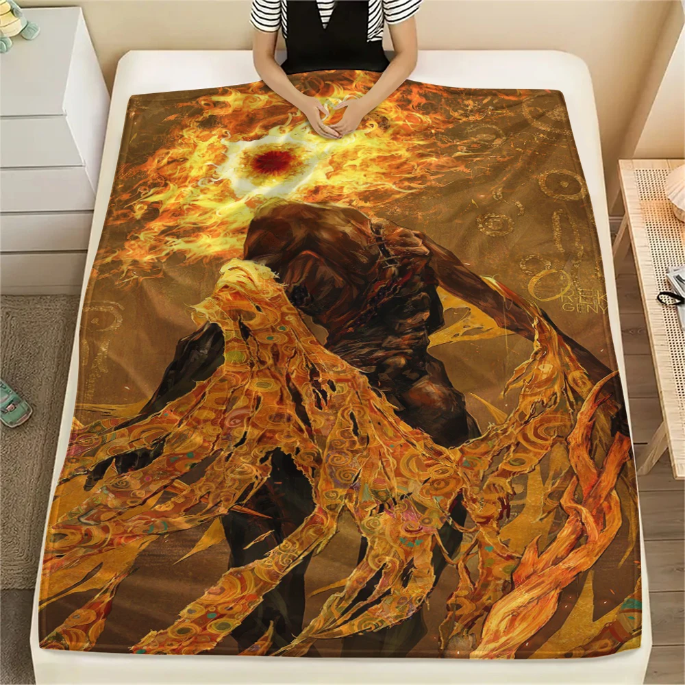 Elden Ring Travel Ready Printed Flannel Blanket Warm for Bed Sofa Home Use -xia70