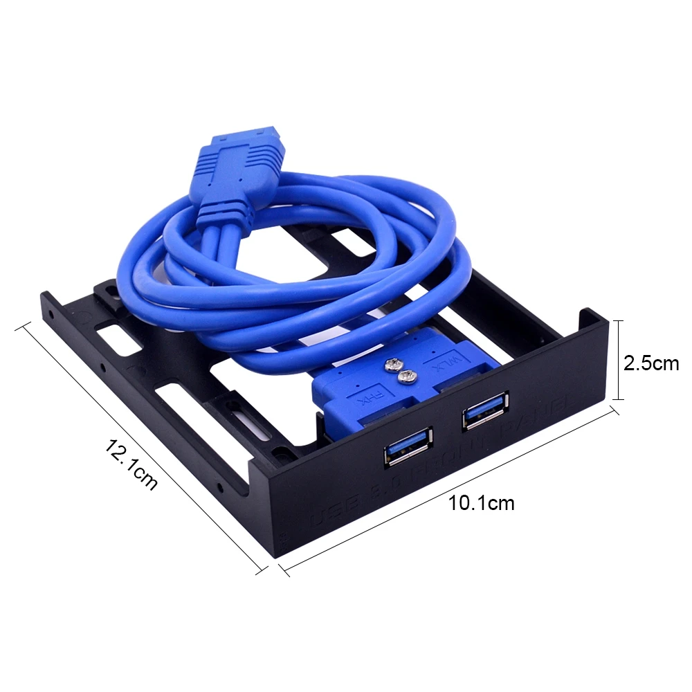 OUVU-2 puertos USB 3,0 Panel frontal Bahía de disquete 20 pines USB3.0 Hub Cable de expansión adaptador soporte de plástico para PC de escritorio