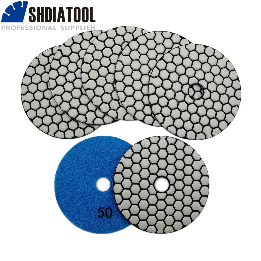 

SHDIATOOL 7pcs 4/100mm Dry Polishing Pad Granite Marble Grit 50 Sanding Disc Stone Sanding Disk Stone Polisher Pad