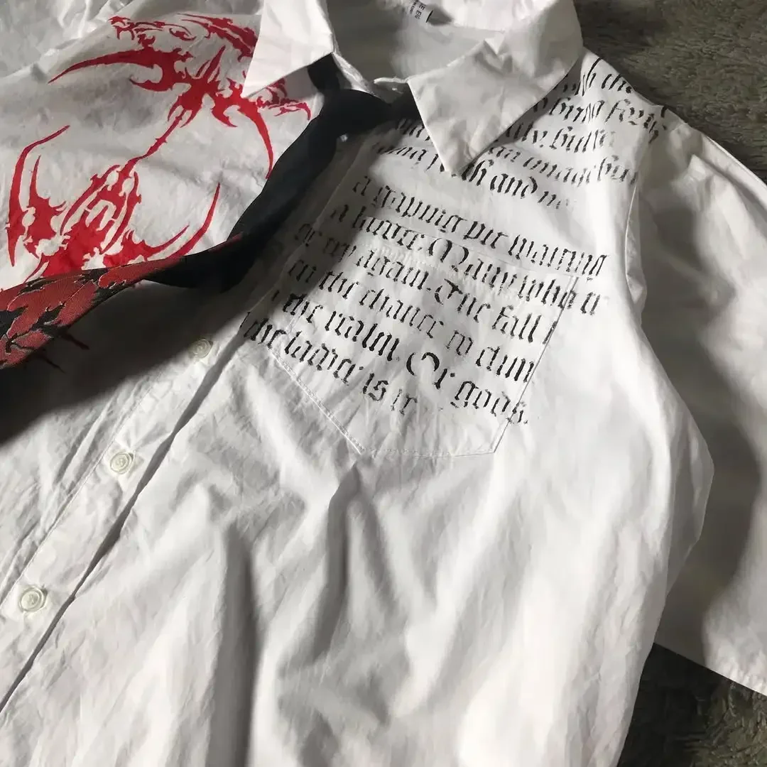 

Fashion Harajuku Shirt Retro Street T Shirt High Street Men Skull Holy Writ Letter Printing Tee Fashion Gothic Short Sleeves Top
