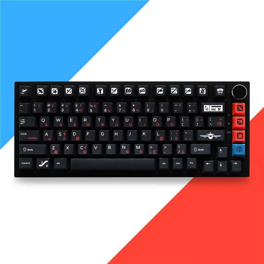 GMK Flight Keycaps Clear Font Dye Sublimation 129 Keys Cherry Profile Keycaps for 61/64/104/108 Mx Switch Mechanical Keyboard