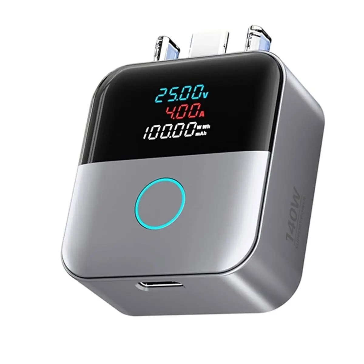 828BIGSALE Automatic Cut Off Charging 140W Overnight Auto-Disconnect Charging Adapter for Type C Electronic Devices Silver