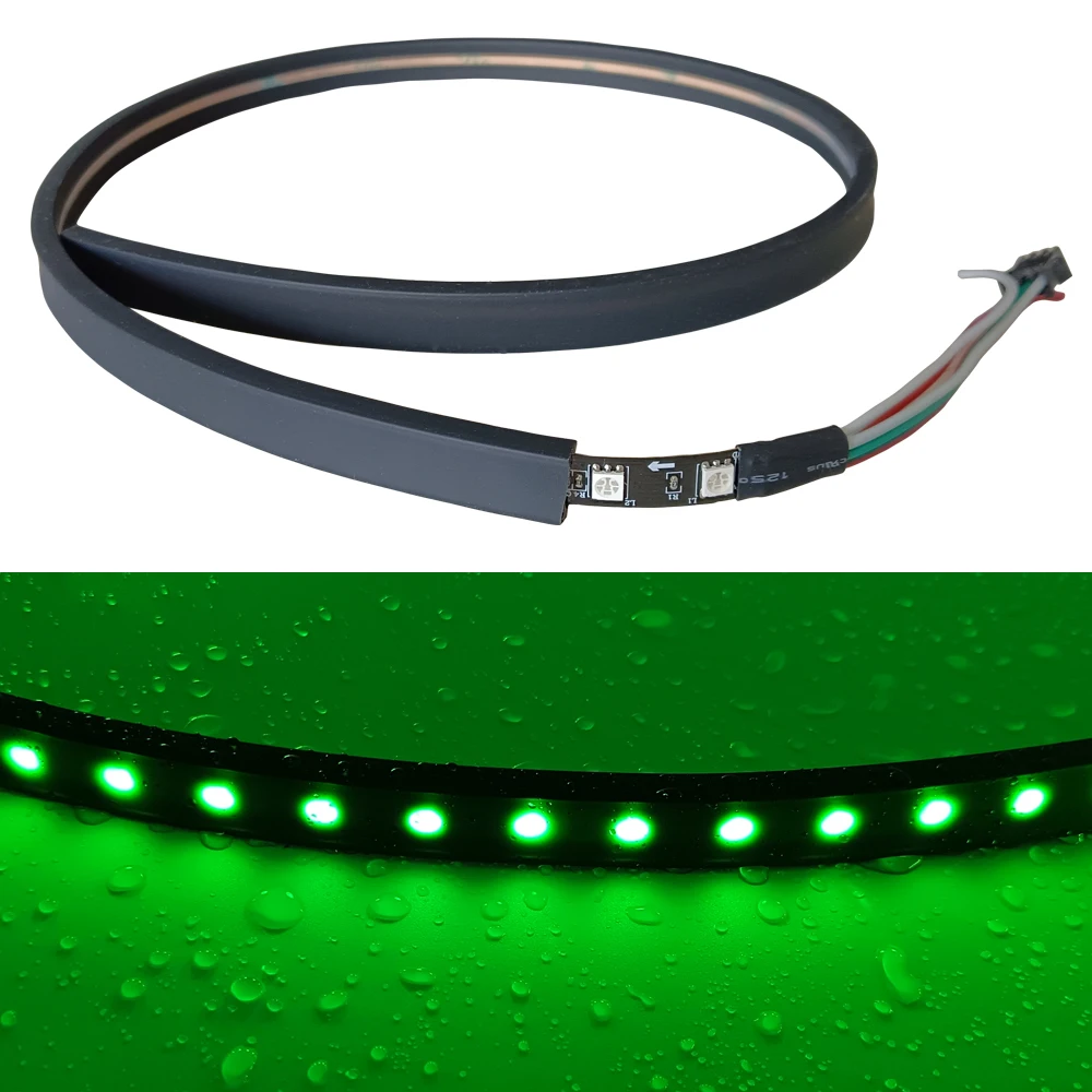 Preto LED Neon Gel de Sílica Luz Strip, macio, flexível, IP67, impermeável, 10mm PCB Largura, WS2812B, SK6812, WS2811, 5050, RGB, SMD