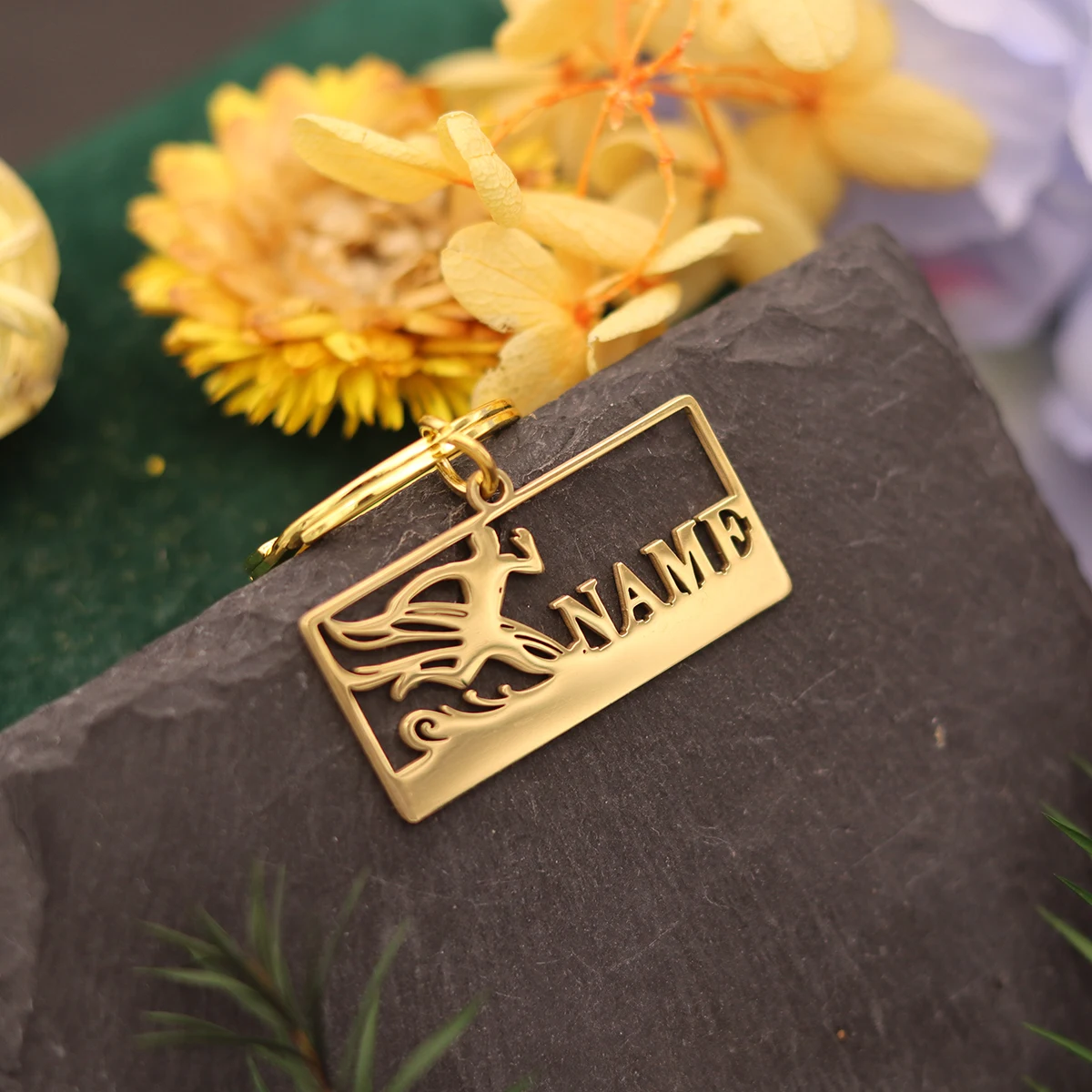 QIAMNI Personalized Laser Engraved Names Keychains for Men Women Stainless Steel Customized Number Running Sport Keyring Gifts