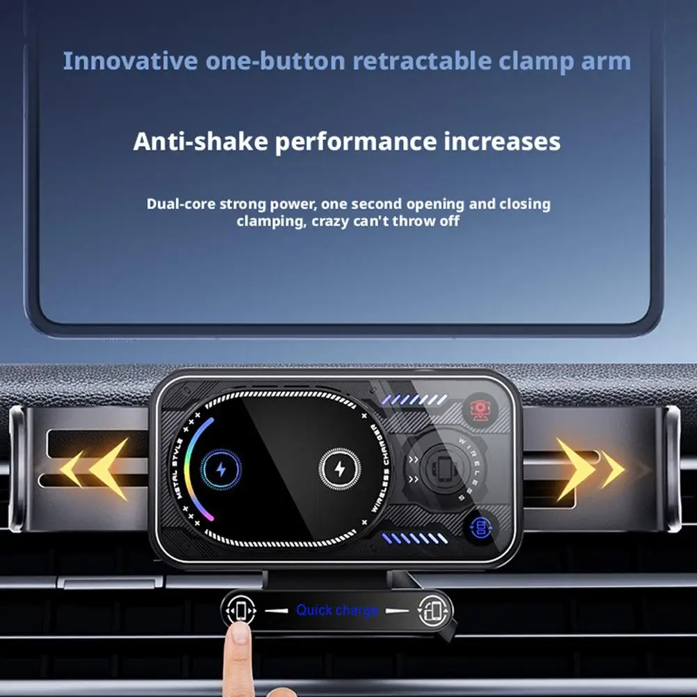 

Автомобильный держатель для телефона, держатель воздуховыпускного отверстия, RGB, фиксированный автомобильный держатель с одной кнопкой, вращающийся держатель для зарядки, навигация, беспроводная связь Y8L6