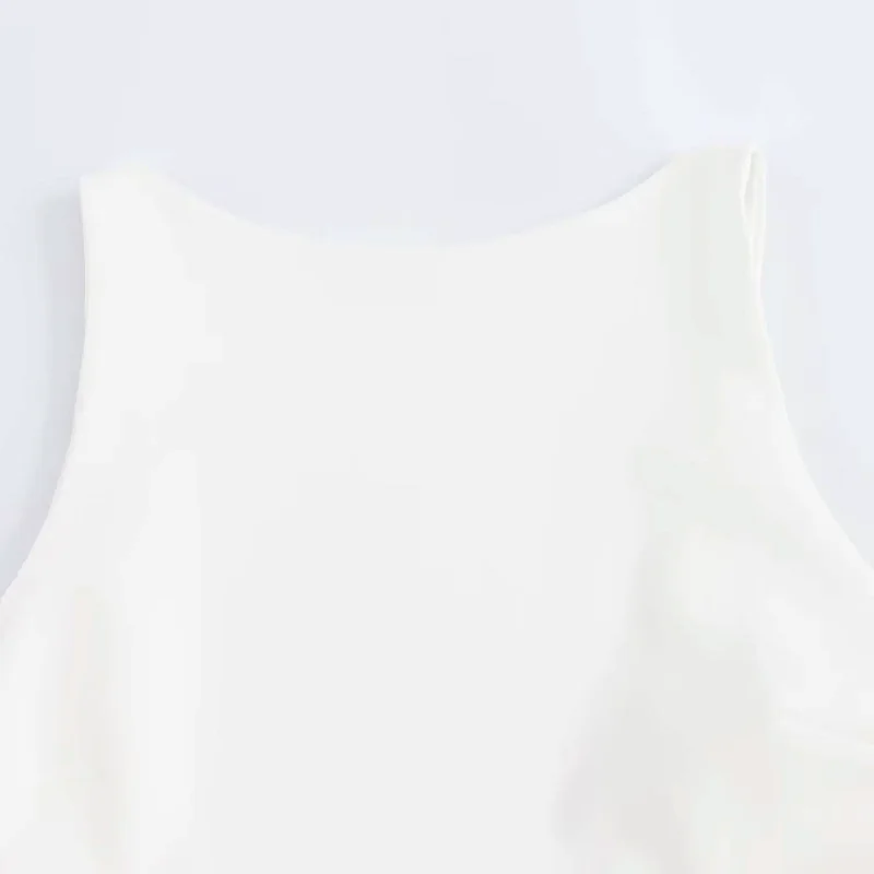 HXAO White Short Dresses 2024 Summer Women\'s Party Mini Pleated Dresses Ladies Fashion Casual Sleeveless Backless Dresses