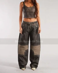 Best-selling high quality Street hip hop style heavy design jeans 2024 new women's loose mid-waist denim pants