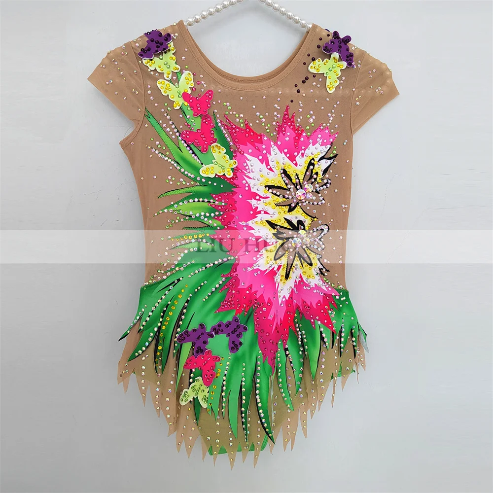 LIUHUO 리듬 체조 레오타드 성인 여성 소녀 의상 성능 경쟁 댄스 복장 민소매 멀티 컬러 사용자 정의