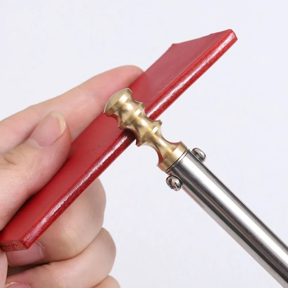 Pointed or Flat Tip Leather Burnisher Tool Brass Pressing Line Leather Edge Slicker Soldering Iron Marking Creaser - view 5