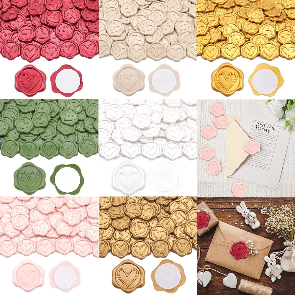 30 pegatinas románticas de cera con forma de corazón, pegatinas autoadhesivas de forma irregular para invitaciones de fiesta del Día de San Valentín, sobres