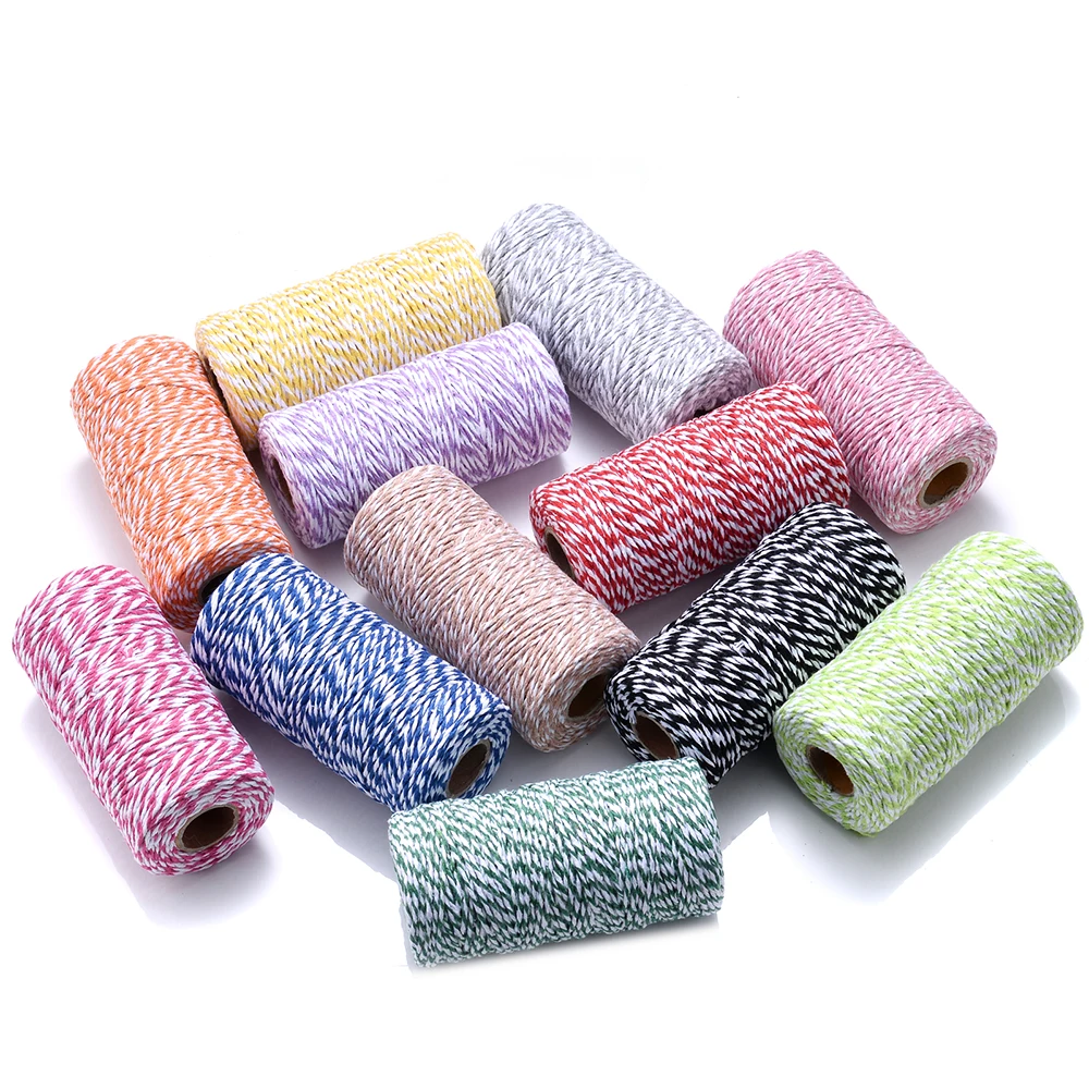 100m/Rolle 1,5mm Buntes Zweifarbiges Baumwollseil zum Stricken und Nähen für DIY Handgestrickte Kleidung, Kopfbedeckungen, Handschuhe und Socken – Detail 6