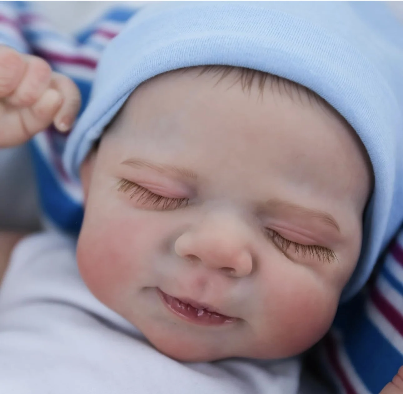 18 Zoll Close Eyes Pascale Ganzkörper-weicher Vinyl-Bebe-Reborn-Junge und Mädchen mit bemaltem Haar, 3D-bemalte Haut, lebensechte wiedergeborene Puppe