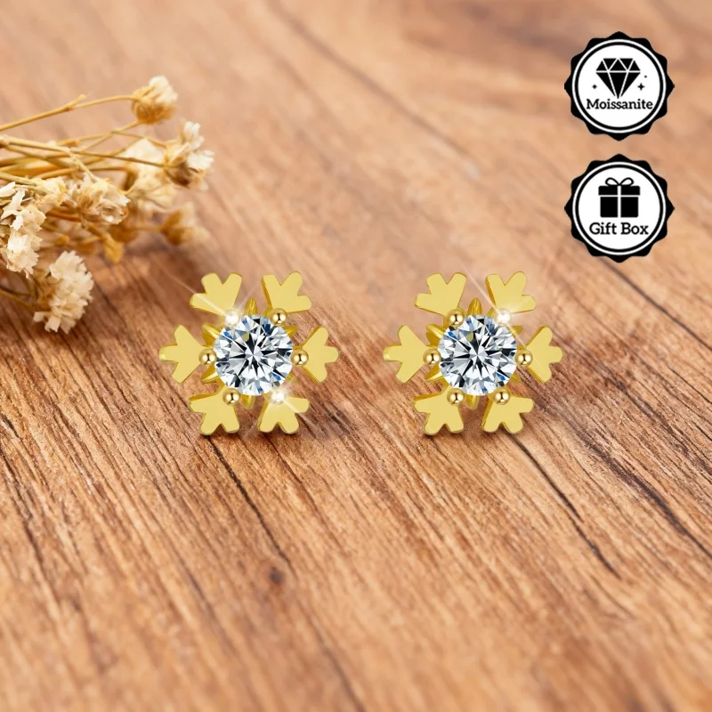 LAMVOICE Schmuck für Damen/Ohrstecker mit 0,6 Karat Moissanit, hypoallergene Ohrringe, Weihnachtsgeschenk für hochwertigen Schmuck