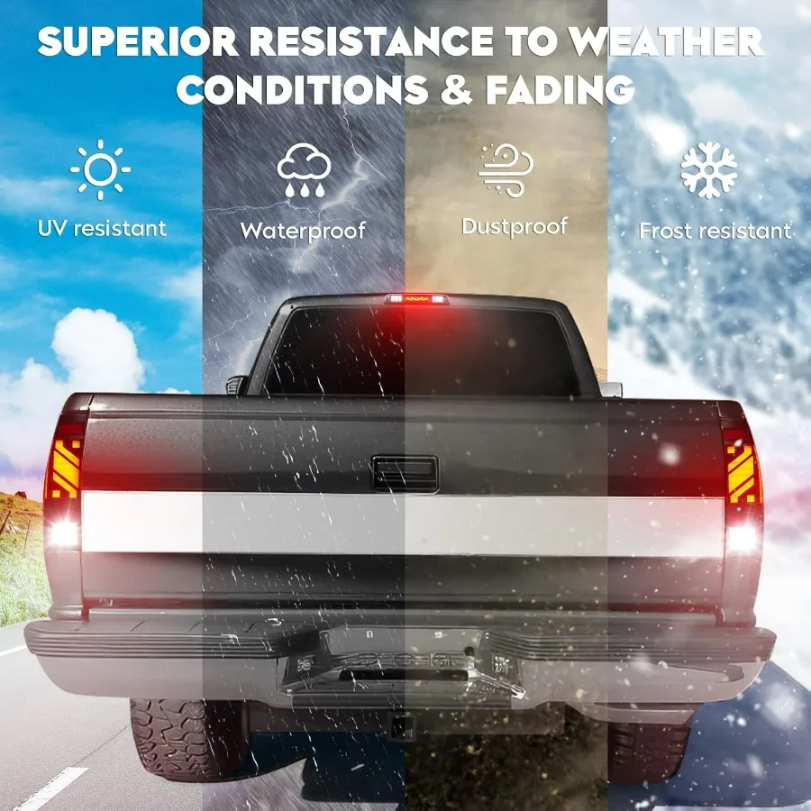 مجموعة مصابيح خلفية LED + مصباح بضائع الفرامل الثالث الثالث مناسب لسيارة Ford F250 F350 Super Duty 1999-2007، ضوء إيقاف خلفي عالي التركيب Ta