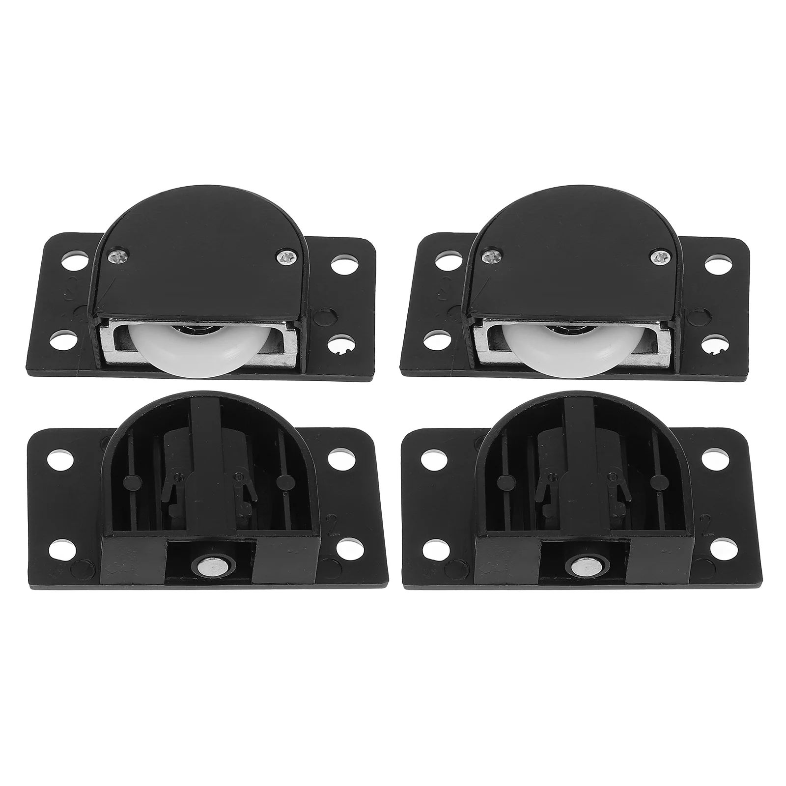 2 مجموعات انزلاق باب الخزانة الأسطوانة الأسود ترقية الأجهزة السلس البلاستيك عجلات بكرة لخزانة خزانة المطبخ قابل للتعديل #2