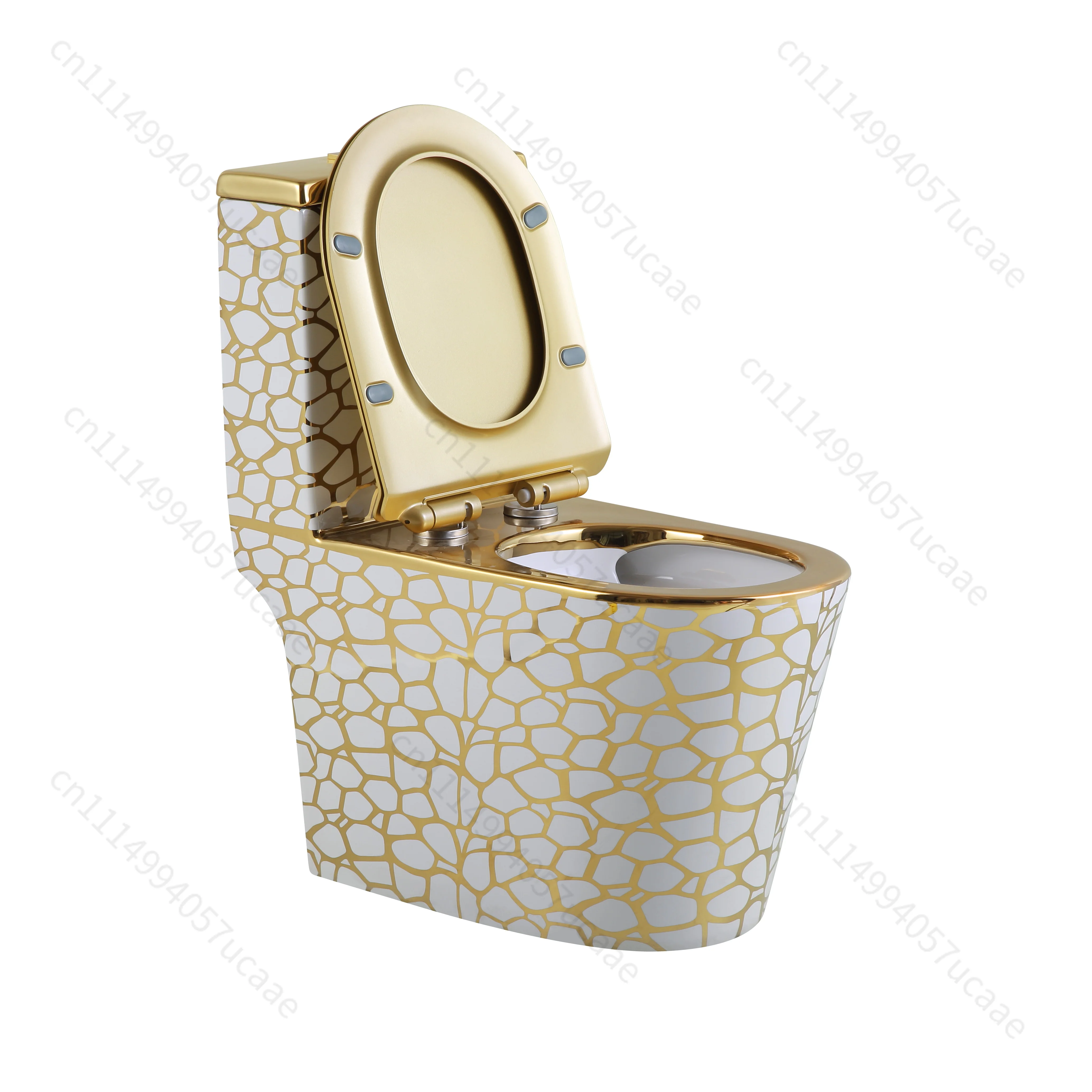 South Villa Modern Gold-plated Ceramic Toilet Bowl Tornado&Vortex Flush Hotel Bathroom One Piece Toilet