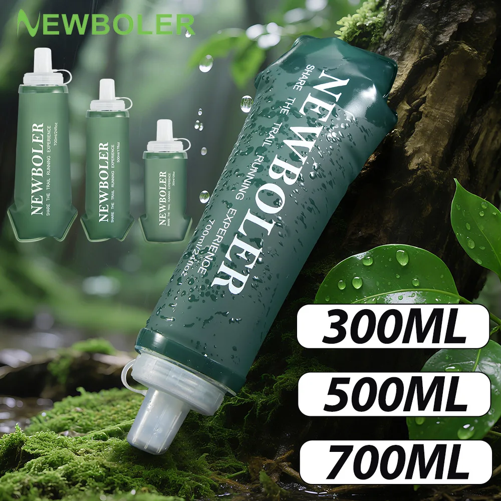 NEWBOLER 300/500/700ml Water Bottle TPU Folding Soft Flask Sport Water Bottle Water Bag Collapsible Water Bottle Running Camping