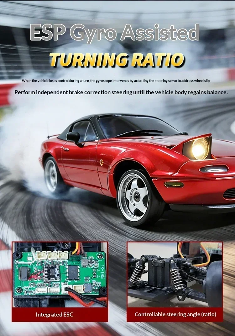LDRC Upgraded LD1804 1:18 MX-5 RWD RC Drift Car Gyro Stabilization LED Headlight Funny Tongue 2.4G Remote Control Toy Car Gift