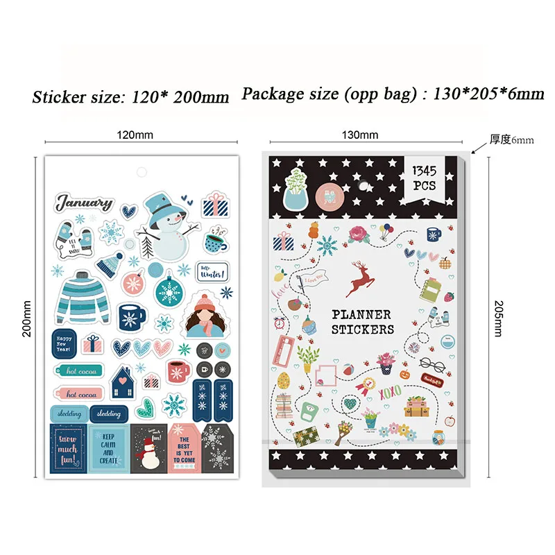 1345PCS Plan Sticker DIY Richly Patterned Printing Diary Planning Notes Marking Aesthetic Creative Stickers