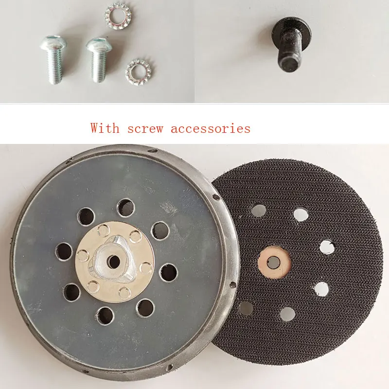 ATPRO 5/6 Inch 8-Hole Electro-Pneumatic Black Polishing Disc Self-Adhesive Flocking Grinding Disc Sandpaper Machine Accessories